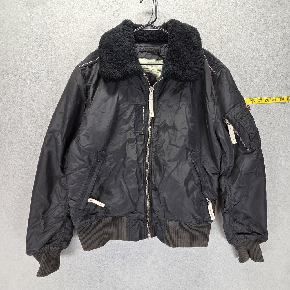 Alpha Industries Jacket Mens XL Black Injector III Flight Bomber Military